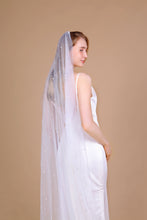 Load image into Gallery viewer, GRACE - one layer chapel length scattered pearl wedding veil