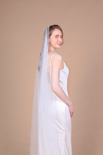 Load image into Gallery viewer, GRACE - one layer chapel length scattered pearl wedding veil