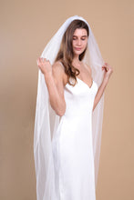 Load image into Gallery viewer, AVA - one layer chapel length wedding veil with plain cut edge