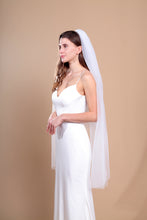 Load image into Gallery viewer, CAMILLA - two-tier layer fingertip length veil with a simple square cut edge