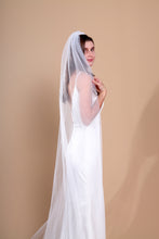 Load image into Gallery viewer, AVA - one layer chapel length wedding veil with plain cut edge