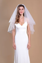 Load image into Gallery viewer, CHLOE - 1960’s inspired short bouffant wedding veil with a cut edge