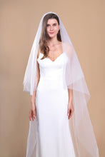 Load image into Gallery viewer, LUNA - two layer cathedral length veil with a simple edge finish