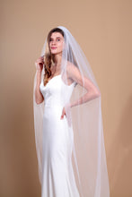 Load image into Gallery viewer, AVA - one layer chapel length wedding veil with plain cut edge