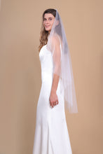 Load image into Gallery viewer, ISABELLA - one layer fingertip length barely-there cut veil in Italian style tulle