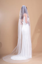 Load image into Gallery viewer, AVA - one layer chapel length wedding veil with plain cut edge