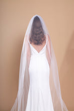 Load image into Gallery viewer, AVA - one layer chapel length wedding veil with plain cut edge