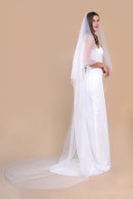 Load image into Gallery viewer, LUNA - two layer cathedral length veil with a simple edge finish