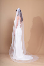 Load image into Gallery viewer, AVA - one layer chapel length wedding veil with plain cut edge