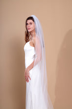 Load image into Gallery viewer, AVA - one layer chapel length wedding veil with plain cut edge