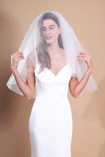 Load image into Gallery viewer, CHLOE - 1960’s inspired short bouffant wedding veil with a cut edge