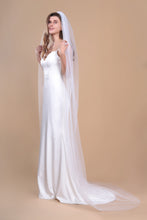 Load image into Gallery viewer, AVA - one layer chapel length wedding veil with plain cut edge