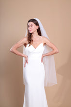 Load image into Gallery viewer, CAMILLA - two-tier layer fingertip length veil with a simple square cut edge