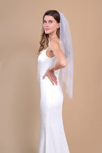 Load image into Gallery viewer, OLIVIA - Cut-Edge Hip Length Wedding Veil