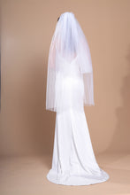Load image into Gallery viewer, CAMILLA - two-tier layer fingertip length veil with a simple square cut edge