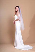 Load image into Gallery viewer, ISABELLA - one layer fingertip length barely-there cut veil in Italian style tulle