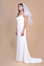 Load image into Gallery viewer, CHLOE - 1960’s inspired short bouffant wedding veil with a cut edge