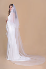 Load image into Gallery viewer, LUNA - two layer cathedral length veil with a simple edge finish