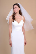 Load image into Gallery viewer, CHLOE - 1960’s inspired short bouffant wedding veil with a cut edge