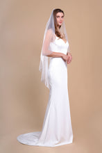Load image into Gallery viewer, ISABELLA - one layer fingertip length barely-there cut veil in Italian style tulle