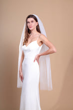 Load image into Gallery viewer, CAMILLA - two-tier layer fingertip length veil with a simple square cut edge
