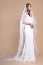 Load image into Gallery viewer, LUNA - two layer cathedral length veil with a simple edge finish
