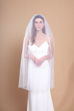 Load image into Gallery viewer, CAMILLA - two-tier layer fingertip length veil with a simple square cut edge