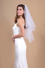 Load image into Gallery viewer, CHLOE - 1960’s inspired short bouffant wedding veil with a cut edge
