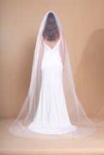 Load image into Gallery viewer, AVA - one layer chapel length wedding veil with plain cut edge