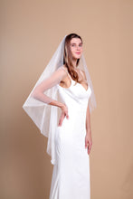 Load image into Gallery viewer, ISABELLA - one layer fingertip length barely-there cut veil in Italian style tulle