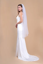 Load image into Gallery viewer, CAMILLA - two-tier layer fingertip length veil with a simple square cut edge