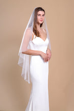 Load image into Gallery viewer, ISABELLA - one layer fingertip length barely-there cut veil in Italian style tulle