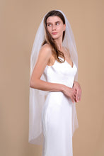 Load image into Gallery viewer, CAMILLA - two-tier layer fingertip length veil with a simple square cut edge