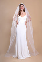 Load image into Gallery viewer, AVA - one layer chapel length wedding veil with plain cut edge