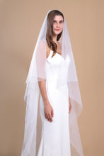 Load image into Gallery viewer, LUNA - two layer cathedral length veil with a simple edge finish
