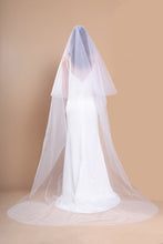 Load image into Gallery viewer, LUNA - two layer cathedral length veil with a simple edge finish