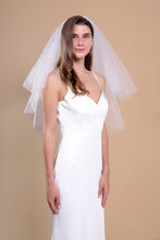 Load image into Gallery viewer, CHLOE - 1960’s inspired short bouffant wedding veil with a cut edge
