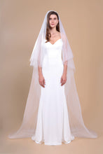 Load image into Gallery viewer, LUNA - two layer cathedral length veil with a simple edge finish