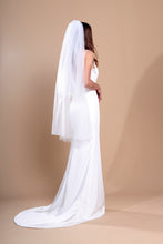 Load image into Gallery viewer, CAMILLA - two-tier layer fingertip length veil with a simple square cut edge