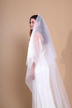 Load image into Gallery viewer, LUNA - two layer cathedral length veil with a simple edge finish