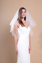 Load image into Gallery viewer, CHLOE - 1960’s inspired short bouffant wedding veil with a cut edge