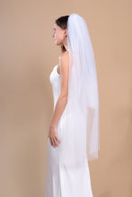 Load image into Gallery viewer, CAMILLA - two-tier layer fingertip length veil with a simple square cut edge