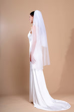 Load image into Gallery viewer, CAMILLA - two-tier layer fingertip length veil with a simple square cut edge