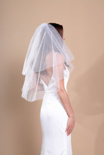 Load image into Gallery viewer, CHLOE - 1960’s inspired short bouffant wedding veil with a cut edge
