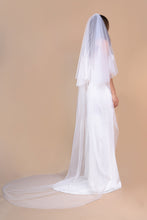Load image into Gallery viewer, LUNA - two layer cathedral length veil with a simple edge finish