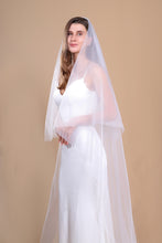 Load image into Gallery viewer, LUNA - two layer cathedral length veil with a simple edge finish