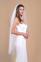 Load image into Gallery viewer, CAMILLA - two-tier layer fingertip length veil with a simple square cut edge
