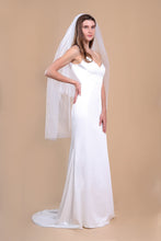 Load image into Gallery viewer, CAMILLA - two-tier layer fingertip length veil with a simple square cut edge