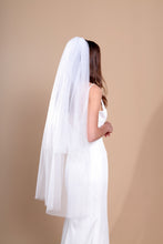 Load image into Gallery viewer, CAMILLA - two-tier layer fingertip length veil with a simple square cut edge