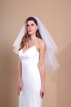 Load image into Gallery viewer, CHLOE - 1960’s inspired short bouffant wedding veil with a cut edge